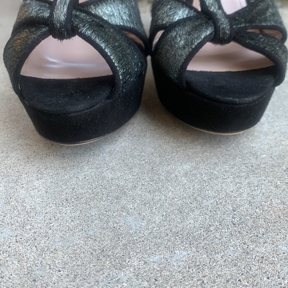 Cavallini Made In Italy Leather Iridescent Platform Peep Toe T Strap High Heels - Picture 10 of 14